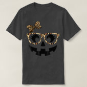 Jack O Lantern Face Pumpkin Hallowen Leopard Print Tシャツ (デザイン正面)