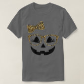 Jack O Lantern Face Pumpkin Hallowen Leopard Print Tシャツ (デザイン正面)