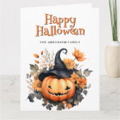 Jack O’Lantern Ghost Floral Happy Halloween Card カード (正面)