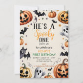 Jack-O-Lantern Halloween Birthday Invitation Custu 招待状 (正面)
