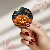 Jack O Lantern Halloween custom name sticker ラウンドシール