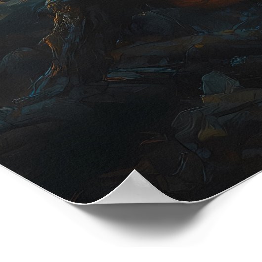 Jack-O'-Lantern Halloween with Glowing Pumpkin ポスター (角)