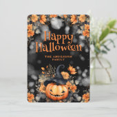 Jack O’Lantern Hat Floral Photo Halloween Card シーズンカード (スタンド正面)