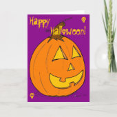 Jack o' Lantern on Purple "Happy Halloween" Card カード (正面)