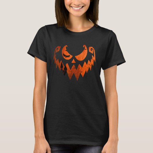 Jack O Lantern Pumpkin Face And Evil Face Monster  Tシャツ (正面)