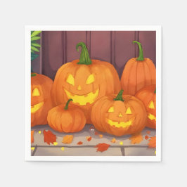 Jack-O-Lantern Pumpkins Halloween Party スタンダードカクテルナプキン