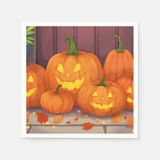 Jack-O-Lantern Pumpkins Halloween Party スタンダードカクテルナプキン (正面)
