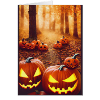 Jack O Lantern Pumpkins Spooky Halloween Card