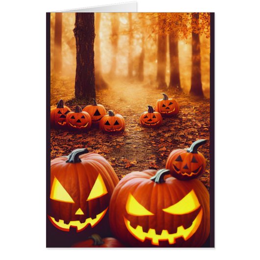 Jack O Lantern Pumpkins Spooky Halloween Card (正面)