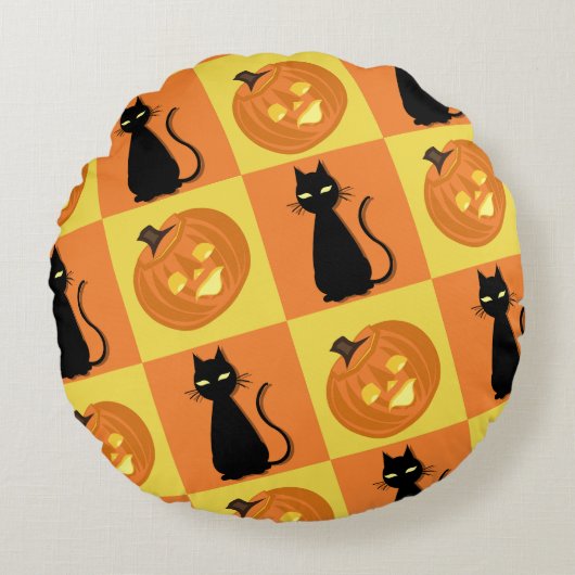 Jack-o’-lantern throw pillow ラウンドクッション (正面)