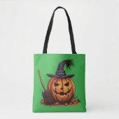 Jack O’ Lantern Witch – Classic Pumpkin Halloween トートバッグ (正面)
