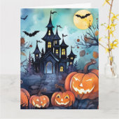 Jack O’Lanterns Haunted Mansion Ghost Halloween カード (黄色い花)