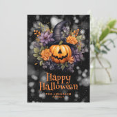 Jack O'Lantern Floral Happy Halloween Card シーズンカード (スタンド正面)