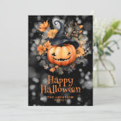 Jack O'Lantern Floral Happy Halloween Card シーズンカード (スタンド正面)