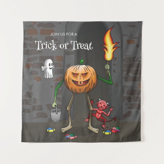 Jack O'lantern on a Friendly Trick or Treat タペストリー (正面)