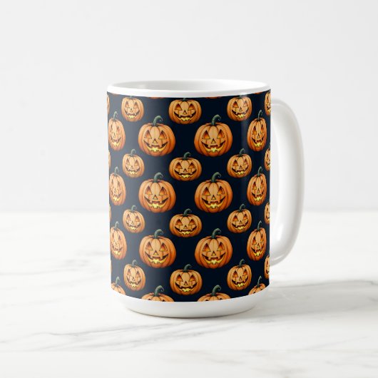Jack o'Lanterns on Black コーヒーマグカップ (正面右)