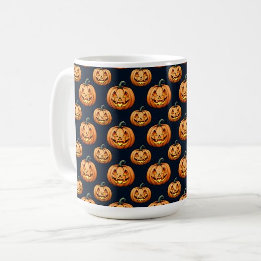 Jack o'Lanterns on Black コーヒーマグカップ (正面左)
