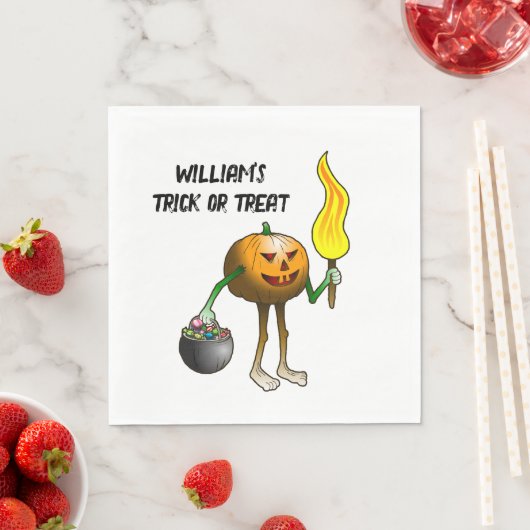 Jack O'lanterns Trick or Treat on Halloween night スタンダードランチョンナプキン (インサイチュ)