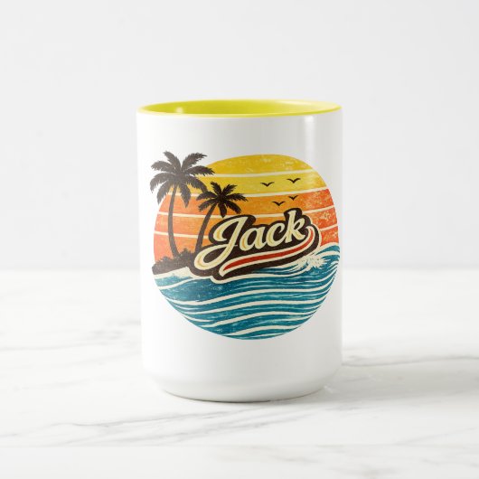 Jack Retro Sunset Name Design マグカップ (中央)