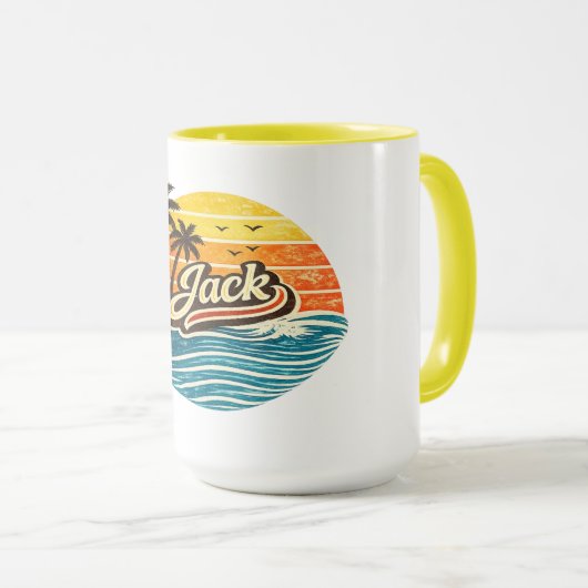 Jack Retro Sunset Name Design マグカップ (正面右)