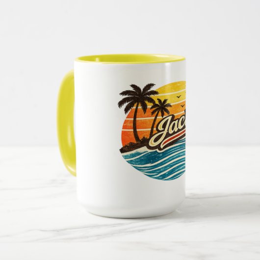 Jack Retro Sunset Name Design マグカップ (正面左)