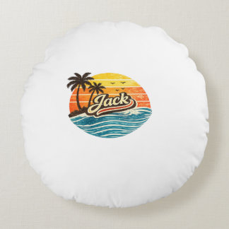 Jack Retro Sunset Name Design ラウンドクッション