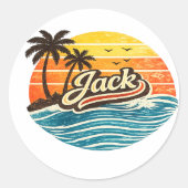 Jack Retro Sunset Name Design ラウンドシール (正面)