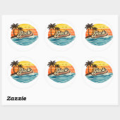 Jack Retro Sunset Name Design ラウンドシール (シート)