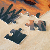 Jack Russell Christmas Camping Night Painting ジグソーパズル (側面)