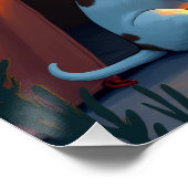 Jack Russell Christmas Camping Night Painting ポスター (コーナー)