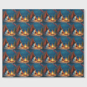 Jack Russell Christmas Camping Night Painting ラッピングペーパー (フラット)