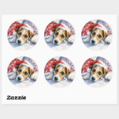 Jack Russell Christmas Round Sticker ラウンドシール (シート)