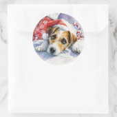 Jack Russell Christmas Round Sticker ラウンドシール (バッグ)