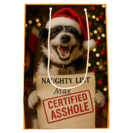 Jack Russell cute Naughty List gift bag ミディアムペーパーバッグ
