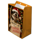 Jack Russell cute Naughty List gift bag ミディアムペーパーバッグ (裏面アングル)