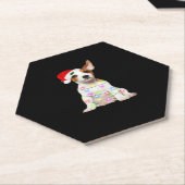 Jack Russell dog Santa Christmas Tree Lights Xmas ペーパーコースター (アングル)