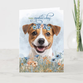 Jack Russell Dog Wildflowers Mother's Day シーズンカード