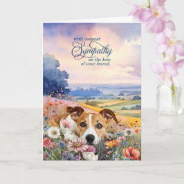 Jack Russell Dog with Wildflowers Pet Sympathy カード