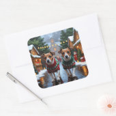 Jack Russell Dogs Christmas Snow Holiday スクエアシール (封筒)