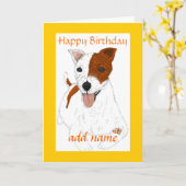 Jack Russell Terierカスタマイズ可能な誕生日カード カード (黄色い花)