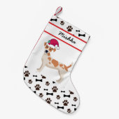 Jack Russell Terier Crismas、カスタムDog Name スモールクリスマスストッキング (正面 (吊り時))