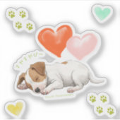 Jack Russell Terrier 寝ている姿がかわいい子犬ちゃん♡オリジナルステッカー シール (正面)