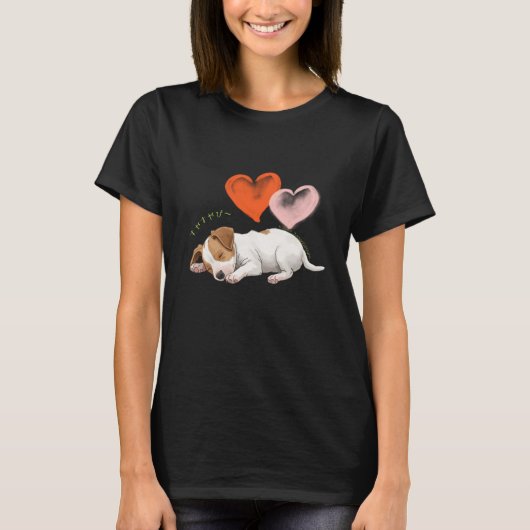 Jack Russell Terrier 寝ている姿がかわいい子犬ちゃん♡レディースTシャツ Tシャツ (正面)