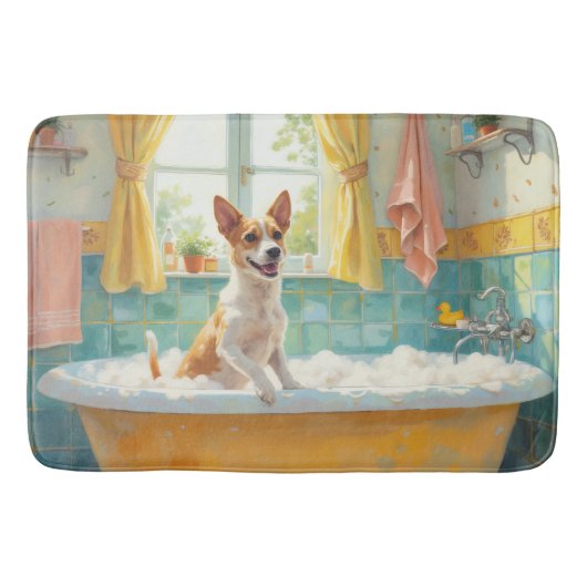 Jack Russell Terrier Bath Time Playful Bathroom De バスマット (正面)
