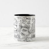 JACK RUSSELL Terrier Black Toile名前をカスタムする ツートーンマグカップ (中央)