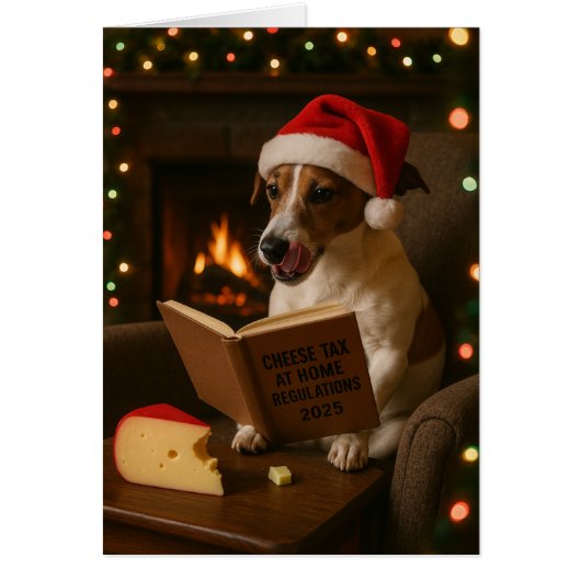 Jack Russell Terrier 'Cheese Tax' Christmas card (正面)