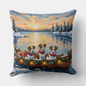 Jack Russell Terrier Christmas Boat Holiday クッション (裏面)