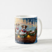 Jack Russell Terrier Christmas Boat Holiday コーヒーマグカップ (正面右)