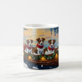 Jack Russell Terrier Christmas Boat Holiday コーヒーマグカップ (中央)
