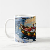 Jack Russell Terrier Christmas Boat Holiday コーヒーマグカップ (左)